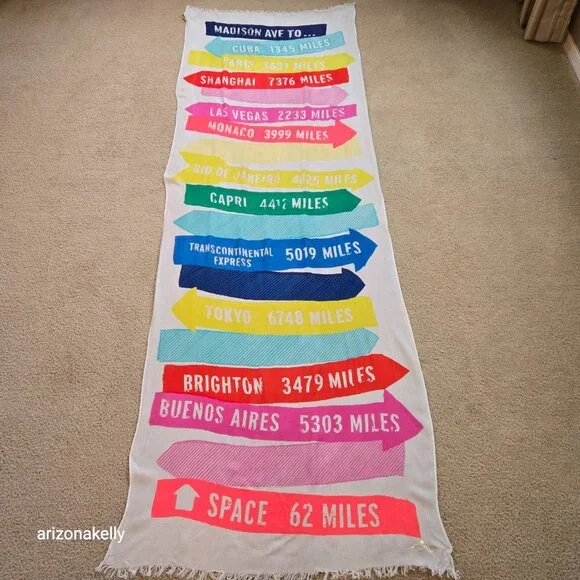 NWOT kate spade Travel Distance Sign Scarf Holiday Vacation - Picture 2 of 9